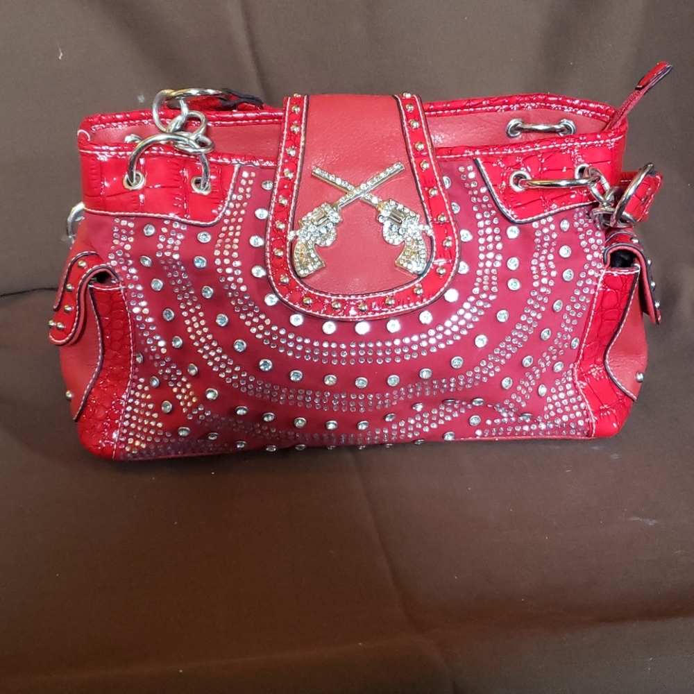 Love creek Red western rhinestone purse